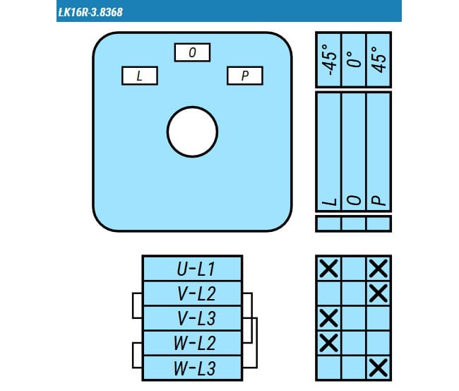 Переключатель LK16R-3.8368\P03 схема L-O-P Переключатель LK16R-3.8368\P03 схема L-O-P